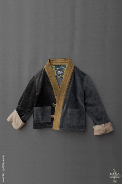 Children's Kimono Jacket - Jewel Green Corduroy - M