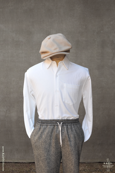White Flannel Shirt - White - L