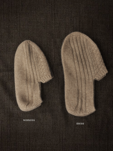 Mongolian Cashmere Prayer Slippers - Wheat Heather - Men’s, Women's
