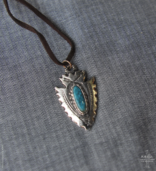 Navajo Arrowhead Pendant with Turquoise