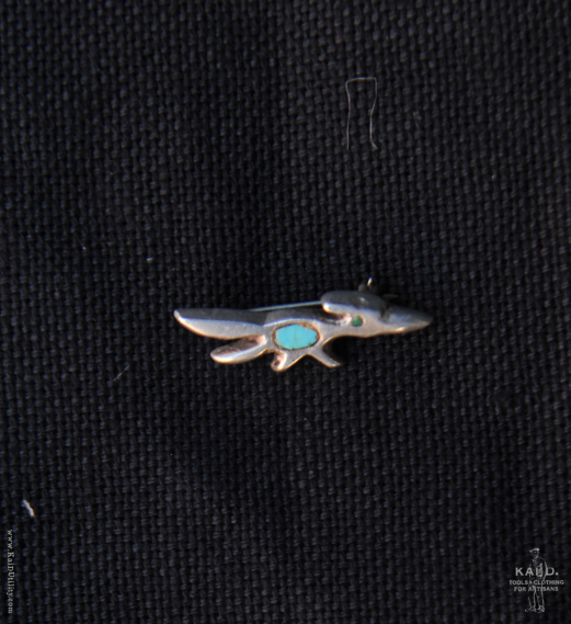Sterling Silver Brooch - Roadrunner with Turquoise