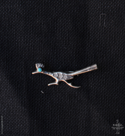 Sterling Silver Brooch - Roadrunner with Turquoise