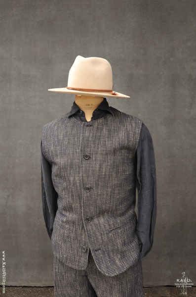 Ben Crew Neck Waistcoat - Black Hemp - XL