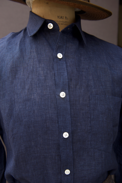 Italian Linen Shirt - Vibrant Navy - XL