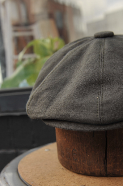 Peaky Hat -  Belgian linen Green Grey - M, L, XL