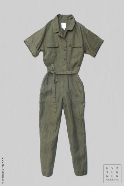 Louis Jumpsuit - Washed Green - S, L