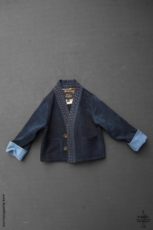 Kai D Utility — Children's Kimono Jacket - Patchwork Indigo - S Kai D Utility — Children's Kimono Jacket - Patchwork Indigo - S