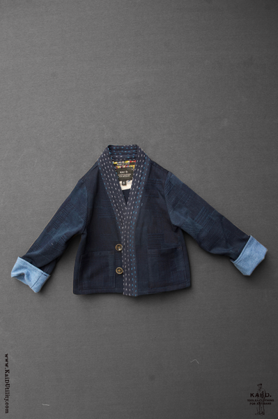 Children's Kimono Jacket - Patchwork Indigo - S