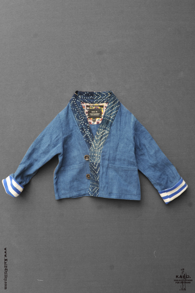 Children's Kimono Jacket - Indigo linen - S