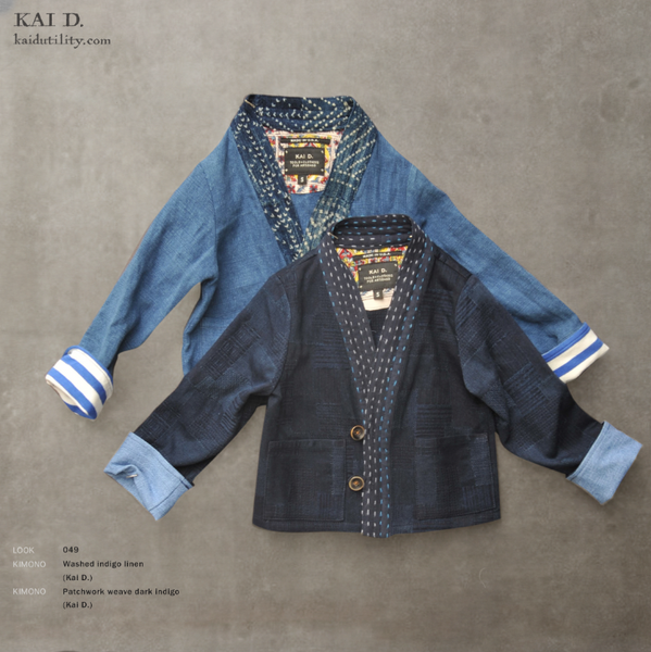 Children's Kimono Jacket - Indigo linen - S