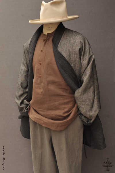 Double Layer Japanese Farmer Coat - Novel sashiko cotton III - S, M