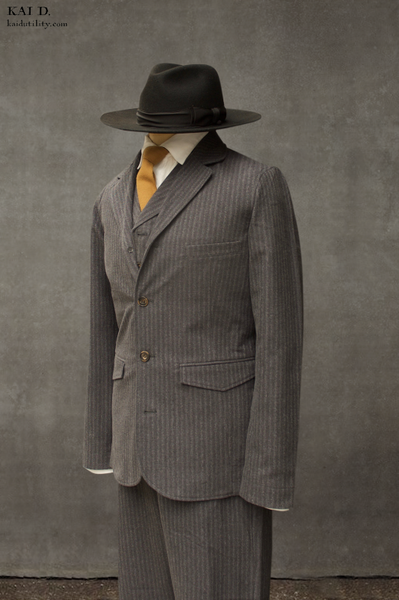 Herringbone Stripe Lukas Blazer - Grey Pin - M