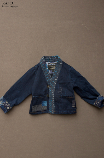 Children's Kimono Jacket - Indigo Boro - S1