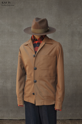 Light Wool Shirt Jacket - Camel - XXL