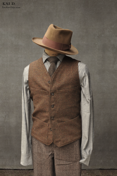 The Milford Vest - Brown Tweed - M, L