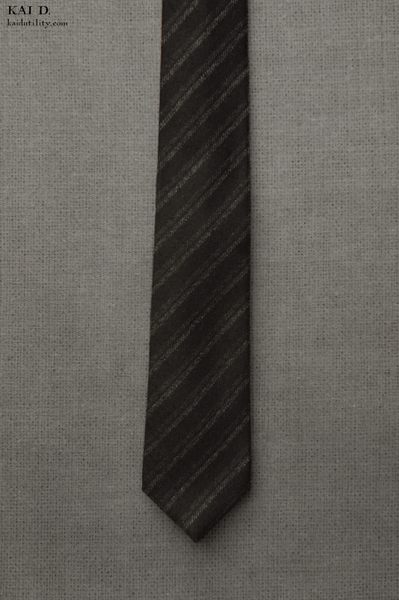 Shadow Stripe Wool Tie - Black