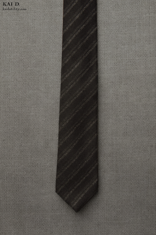 Shadow Stripe Wool Tie - Black