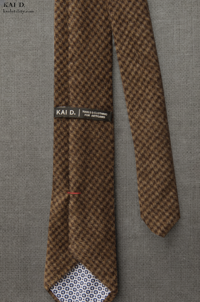 Wool cashmere houndstooth Tie - Brown