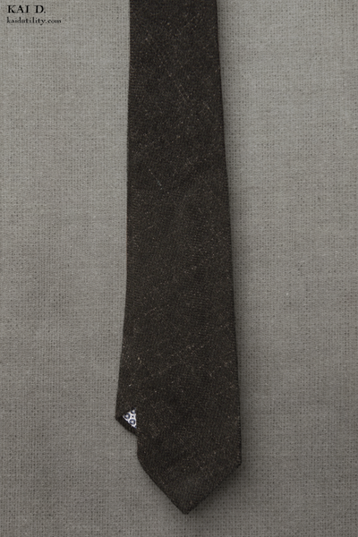Stipple weave linen wool tie - Black