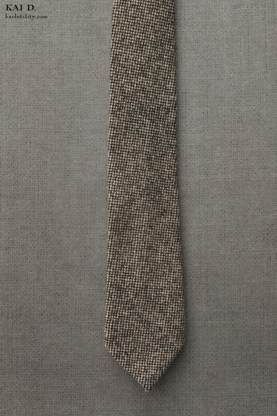 Mini square weave wool tie - Salt-N-Pepper