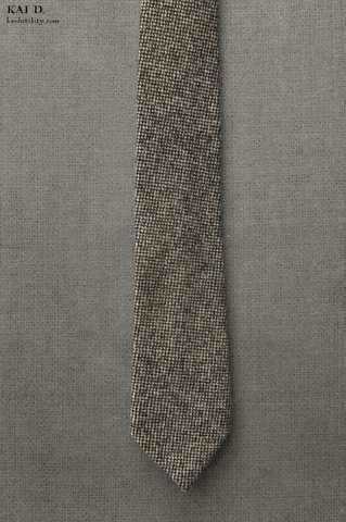 Mini square weave wool tie - Salt-N-Pepper