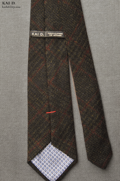 Scottish Wool Cashmere Plaid Tie - Deep Olive