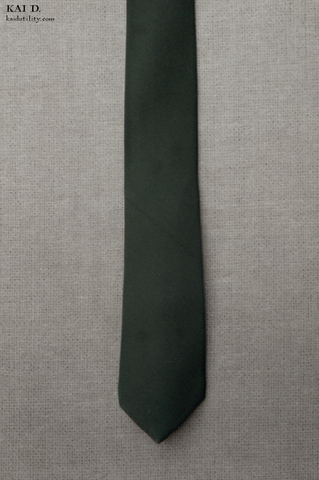 Cavalry Twill Silk Wool Tie - Hunter Green