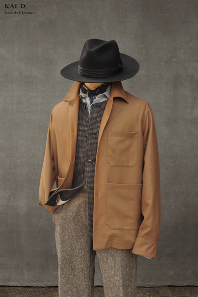 Light Wool Shirt Jacket - Camel - XXL