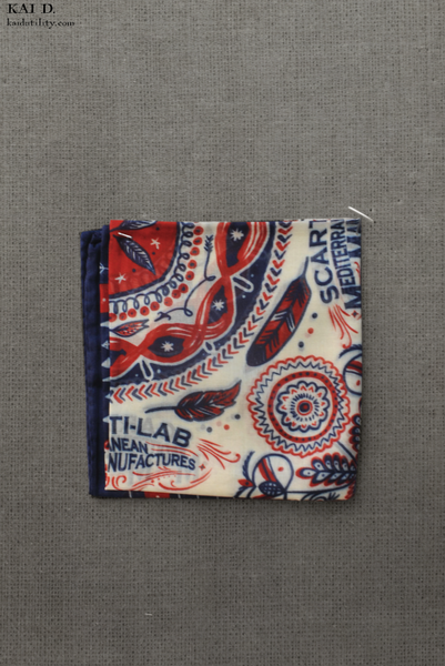 Cotton Bandana - Navy/Red