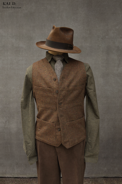 The Milford Vest - Brown Tweed - M, L