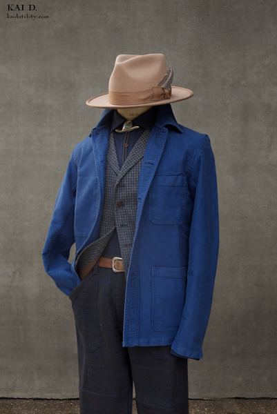 French Moleskin Work Jacket - French Blue - 44, 46, 48, 50