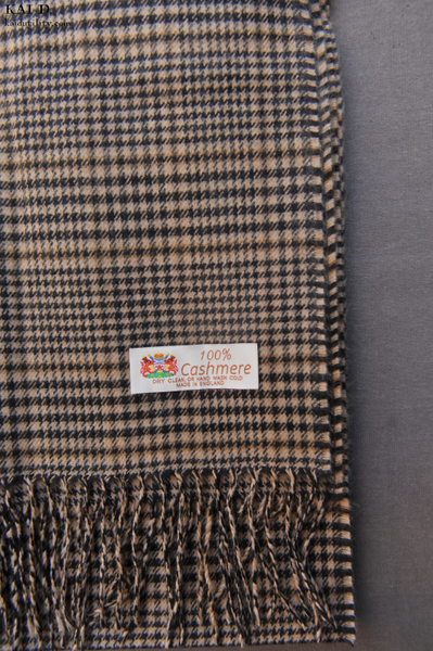Pure Cashmere Wool Scarf - Brown Plaid
