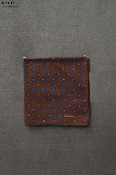 Reversible Silk Wool Pocket Square - Brown