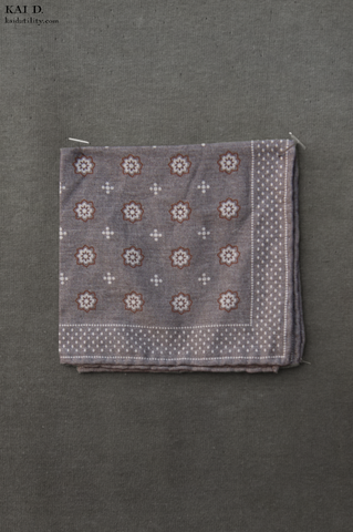 Wool Cotton Reversible Pocket Square - Light Grey