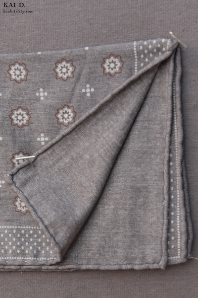Wool Cotton Reversible Pocket Square - Light Grey