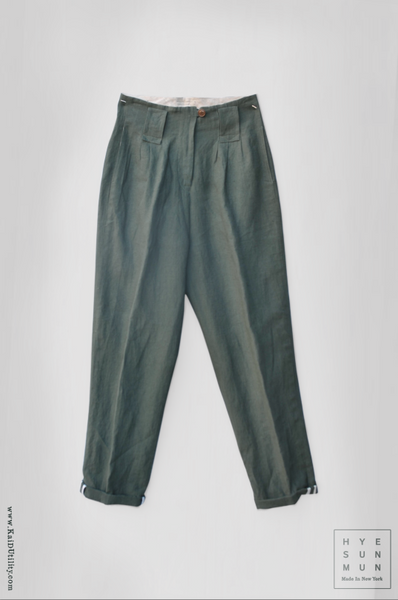 Kaylee Belted Pants - Belgian Linen - Jade - S