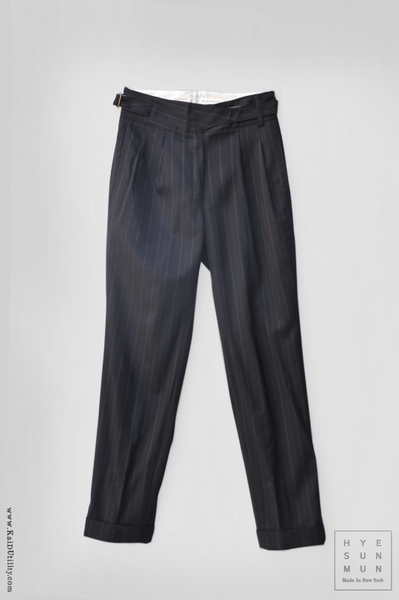 Isa Belted Pants - Striped Virgin Wool - XS, S