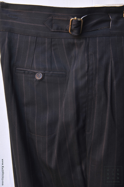 Isa Belted Pants - Striped Virgin Wool - XS, S