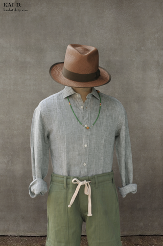 Delave Linen Shirt - Melange Green - 39