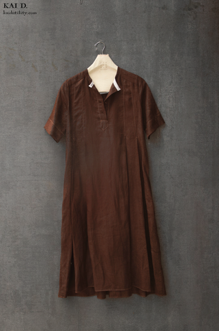 Tilda Linen Dress - Deep Maroon - S