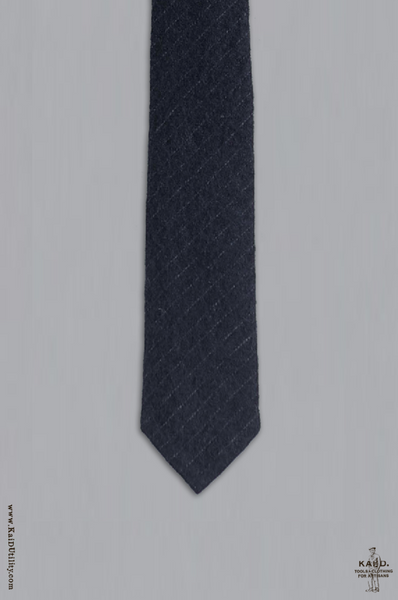 Pinstripe Wool Tie - Navy