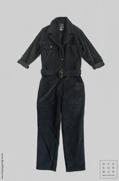 Corduroy Earhart Jumpsuit - Black - S