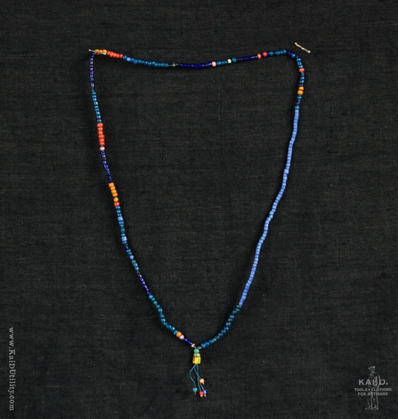 Handmade Beaded Necklace - Indigo