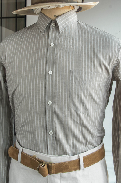 Japanese Cotton Stripe Shirt - Grey - XXL