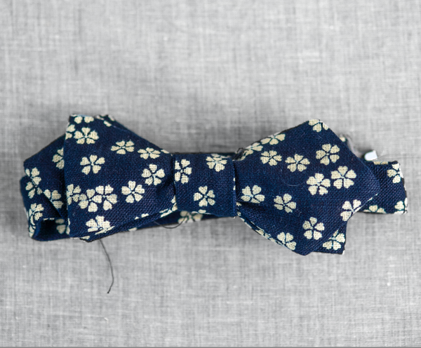 Indigo Floral Bowtie