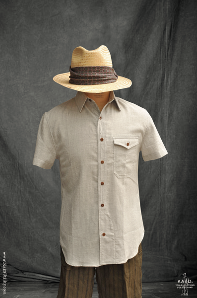 Willie Short Sleeve Shirt - Pale Grey Heather - L