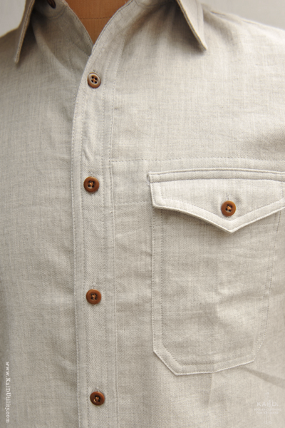 Willie Short Sleeve Shirt - Pale Grey Heather - L