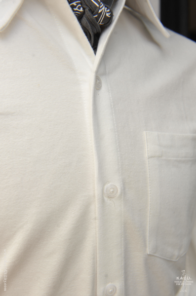 White Flannel Shirt - White - L