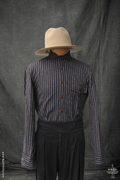 Slub Cotton Linen Hopper Shirt - Indigo - M