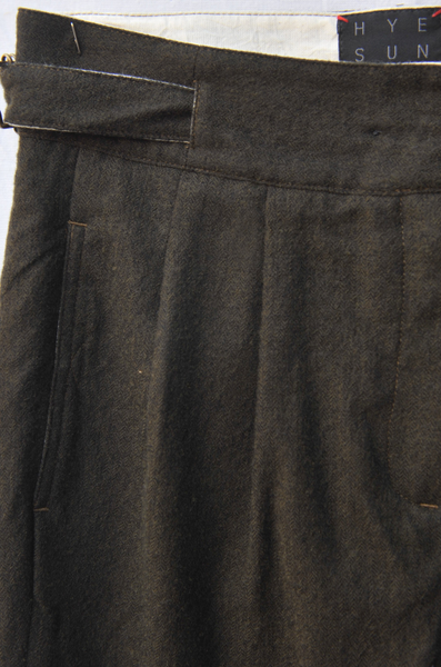 Isa Belted Pants - Olive Brushed Wool - S